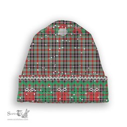 ScotsTee Shop Scottish Bruce of Kinnaird Modern Tartan Plaid Christmas Deer Snowman Snowflake Bell Knit Beanie