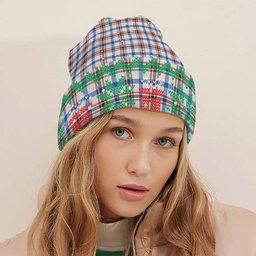 ScotsTee Shop Scottish Boswell Dress Modern Tartan Plaid Christmas Deer Snowman Snowflake Bell Knit Beanie
