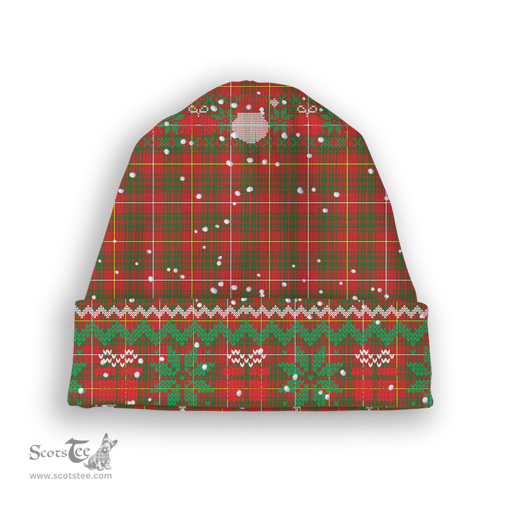 ScotsTee Shop Scottish Bruce Modern Tartan Plaid Christmas Deer Snowman Snowflake Bell Knit Beanie
