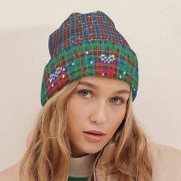 ScotsTee Shop Scottish Bethune Tartan Plaid Christmas Deer Snowman Snowflake Bell Knit Beanie