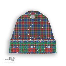 ScotsTee Shop Scottish Bethune Tartan Plaid Christmas Deer Snowman Snowflake Bell Knit Beanie