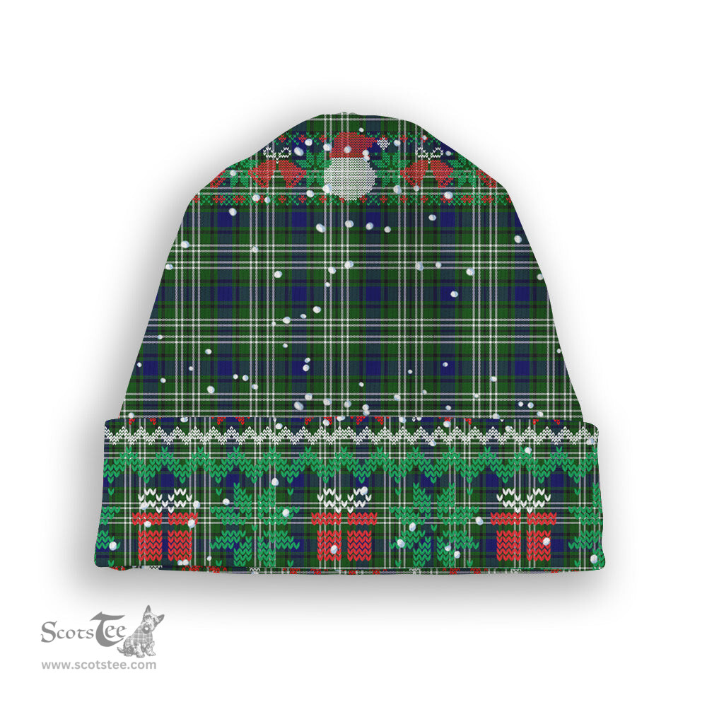 ScotsTee Shop Scottish Blyth Tartan Plaid Christmas Deer Snowman Snowflake Bell Knit Beanie