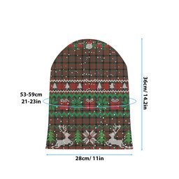ScotsTee Shop Scottish Bowie Black Modern Tartan Plaid Christmas Deer Snowman Snowflake Bell Knit Beanie