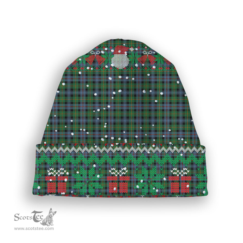 ScotsTee Shop Scottish Baillie of Lamington Ancient Clan Tartan Plaid Christmas Deer Snowman Snowflake Bell Knit Beanie