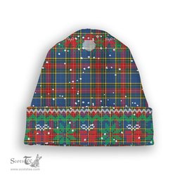 ScotsTee Shop Scottish Bethune Modern Tartan Plaid Christmas Deer Snowman Snowflake Bell Knit Beanie