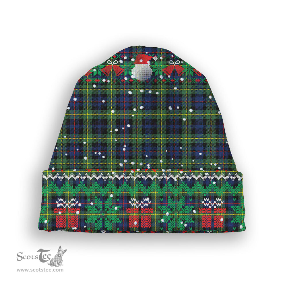 ScotsTee Shop Scottish Baillie Modern Tartan Plaid Christmas Deer Snowman Snowflake Bell Knit Beanie