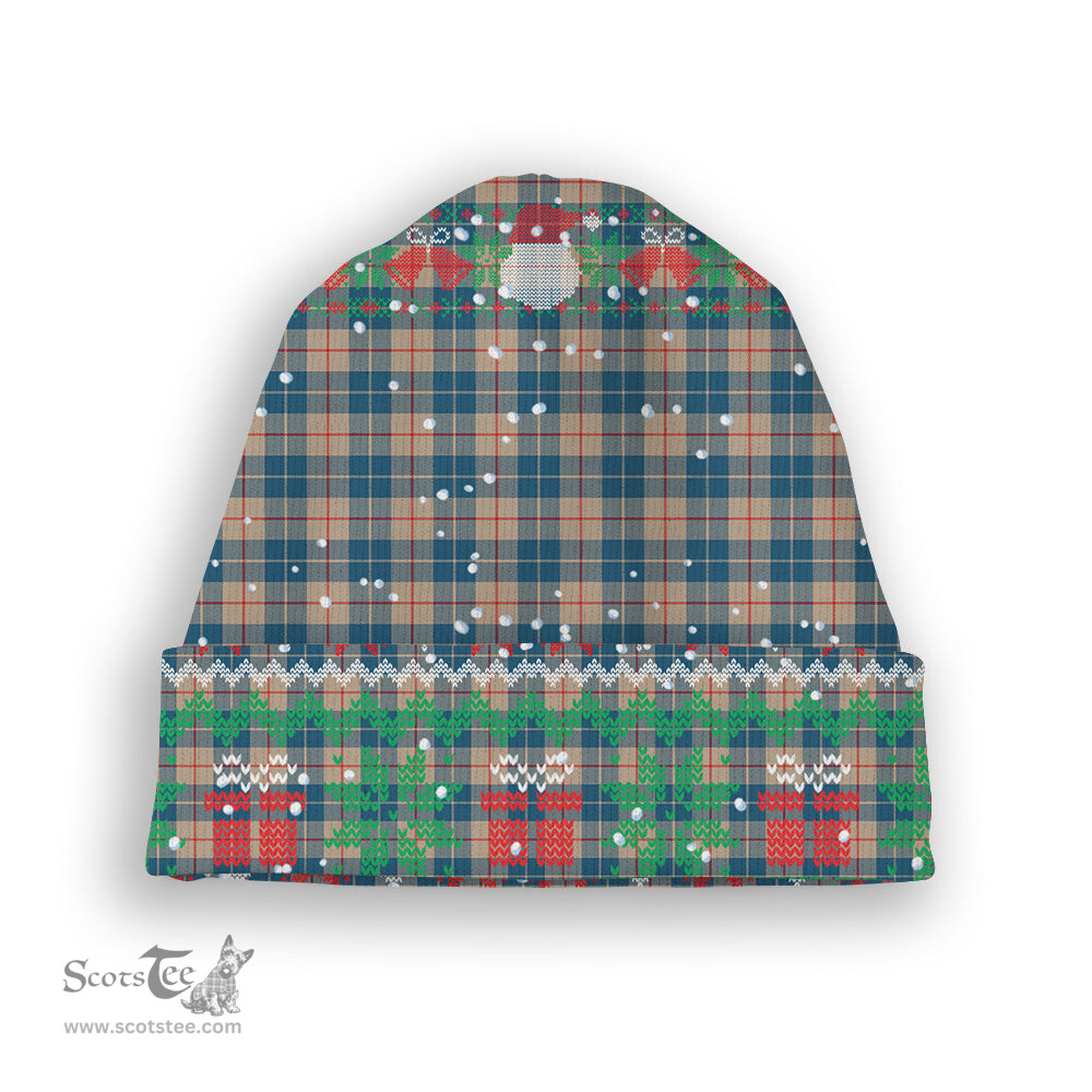 ScotsTee Shop Scottish Barclay Hunting #2 Modern Clan Tartan Plaid Christmas Deer Snowman Snowflake Bell Knit Beanie