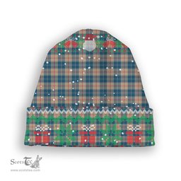 ScotsTee Shop Scottish Barclay Hunting #2 Modern Clan Tartan Plaid Christmas Deer Snowman Snowflake Bell Knit Beanie