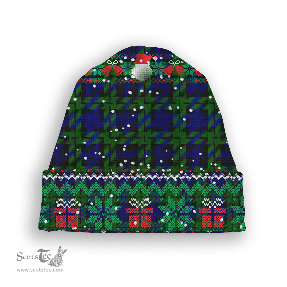ScotsTee Shop Scottish Bannatyne SC Tartan Plaid Christmas Deer Snowman Snowflake Bell Knit Beanie