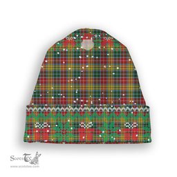 ScotsTee Shop Scottish Buchanan 1800 Tartan Plaid Christmas Deer Snowman Snowflake Bell Knit Beanie
