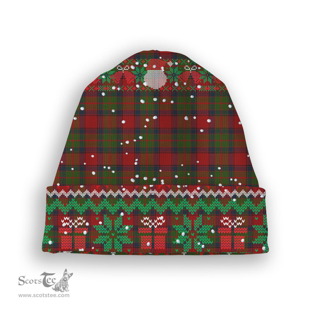 ScotsTee Shop Scottish Buccleuch Tartan Plaid Christmas Deer Snowman Snowflake Bell Knit Beanie