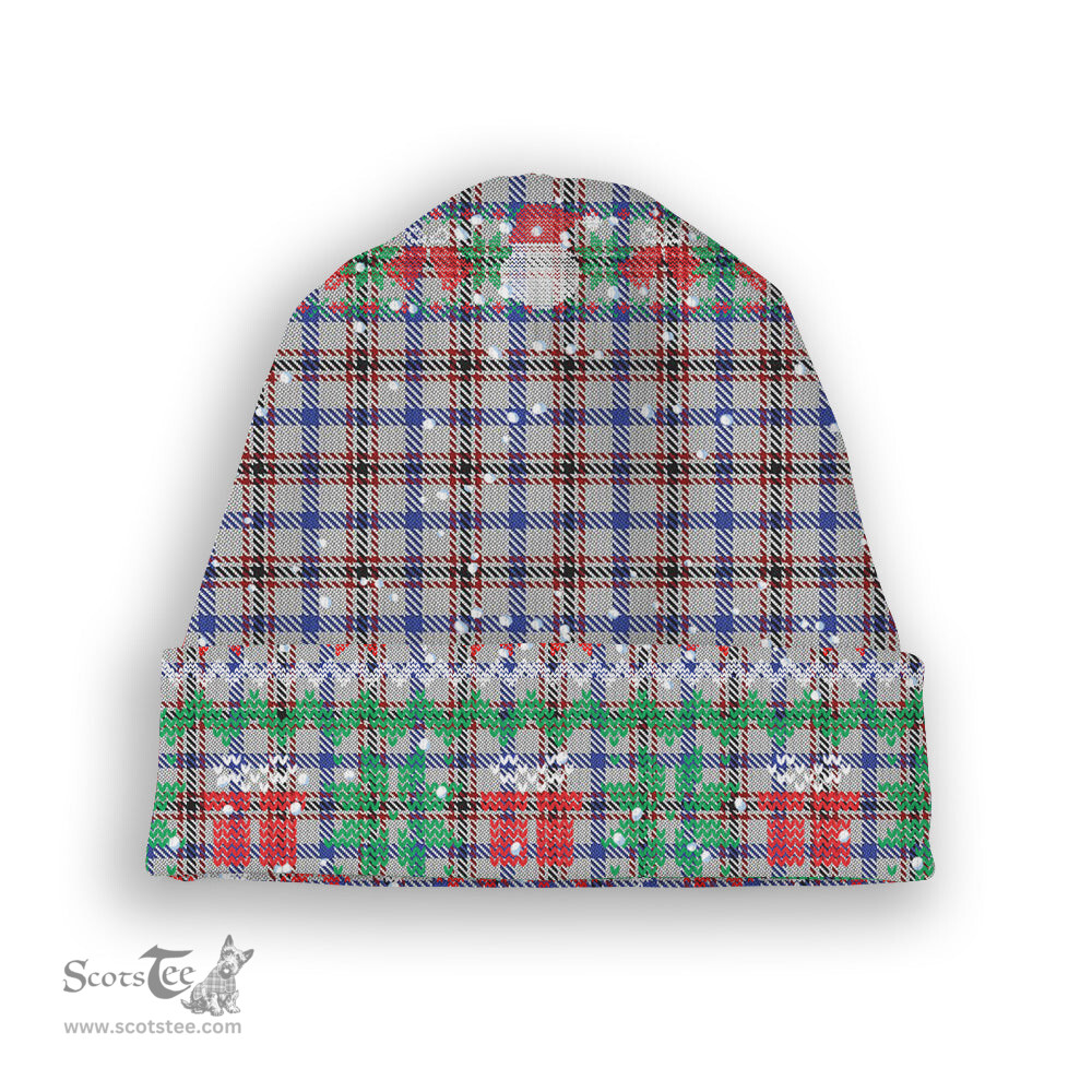 ScotsTee Shop Scottish Boswell Tartan Plaid Christmas Deer Snowman Snowflake Bell Knit Beanie