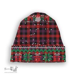 ScotsTee Shop Scottish Broun Modern Tartan Plaid Christmas Deer Snowman Snowflake Bell Knit Beanie