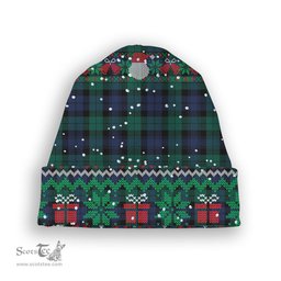 ScotsTee Shop Scottish Black Watch Large Sett Modern Tartan Plaid Christmas Deer Snowman Snowflake Bell Knit Beanie