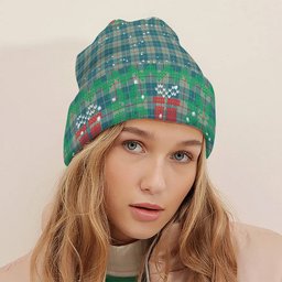 ScotsTee Shop Scottish Barclay Hunting #2 Ancient Clan Tartan Plaid Christmas Deer Snowman Snowflake Bell Knit Beanie