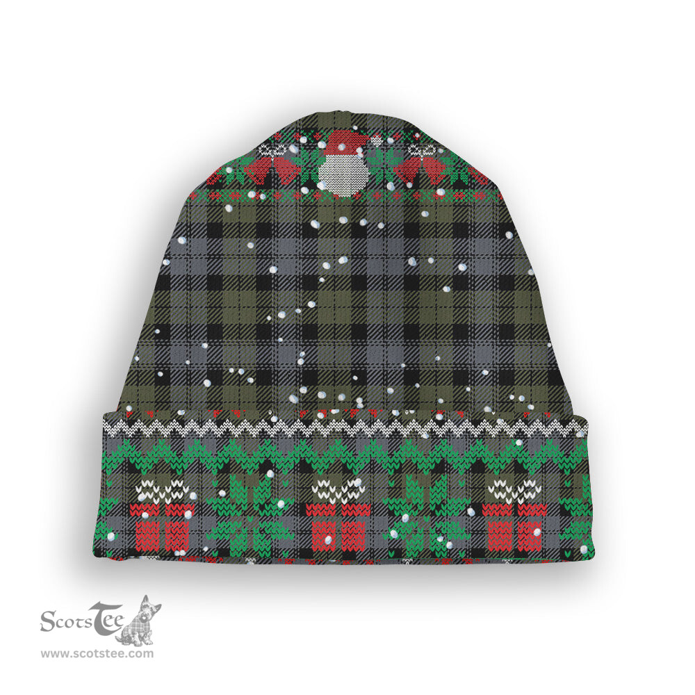 ScotsTee Shop Scottish Black Watch Large Sett Ancient Tartan Plaid Christmas Deer Snowman Snowflake Bell Knit Beanie