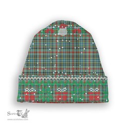 ScotsTee Shop Scottish Bisset Ancient Tartan Plaid Christmas Deer Snowman Snowflake Bell Knit Beanie