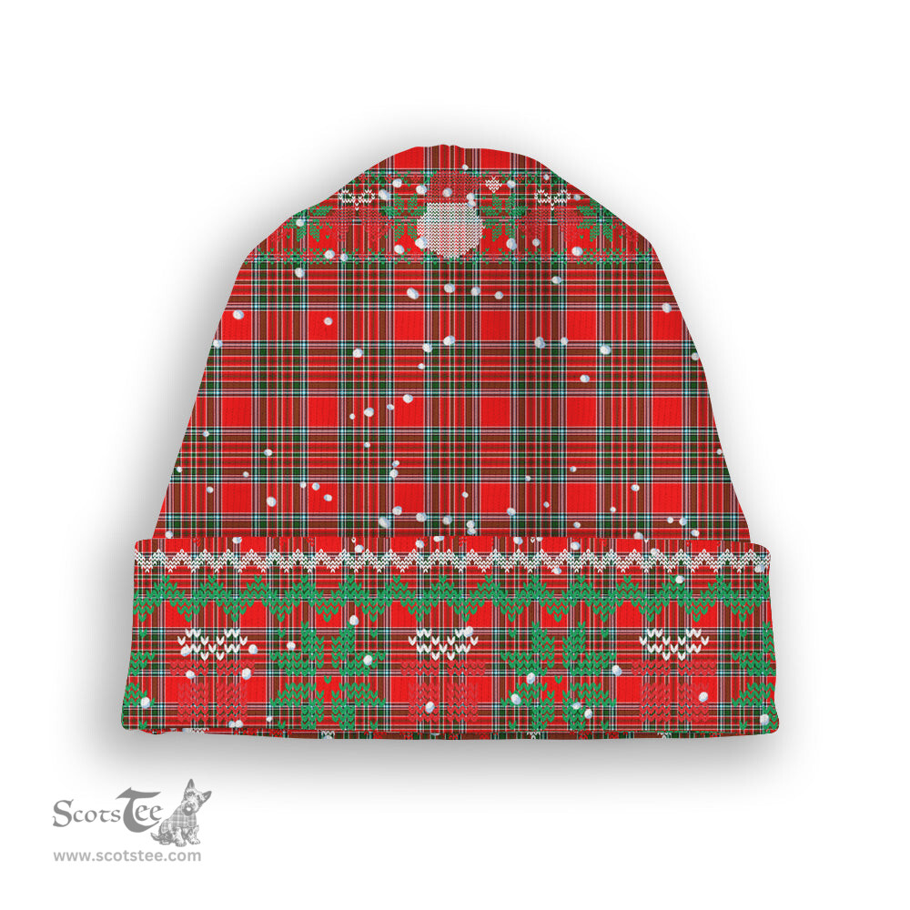 ScotsTee Shop Scottish Binning Tartan Plaid Christmas Deer Snowman Snowflake Bell Knit Beanie