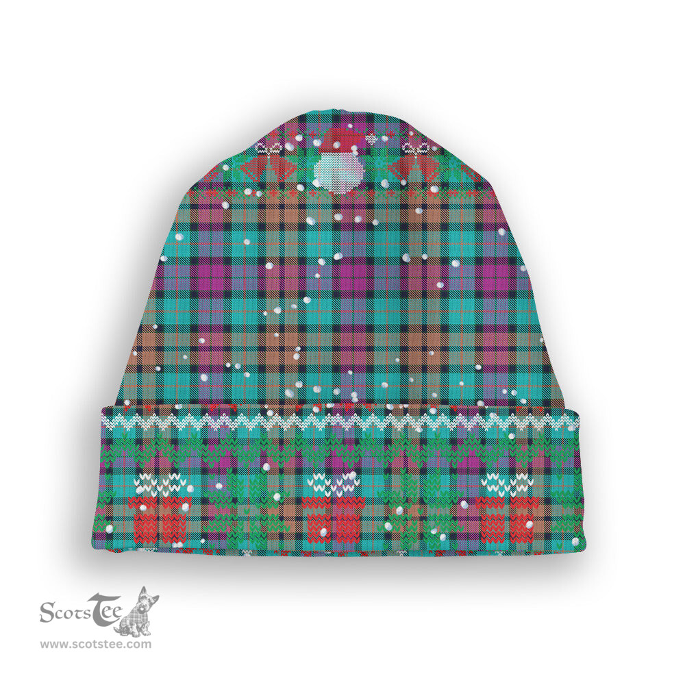 ScotsTee Shop Scottish Buchanan Inauguration Tartan Plaid Christmas Deer Snowman Snowflake Bell Knit Beanie