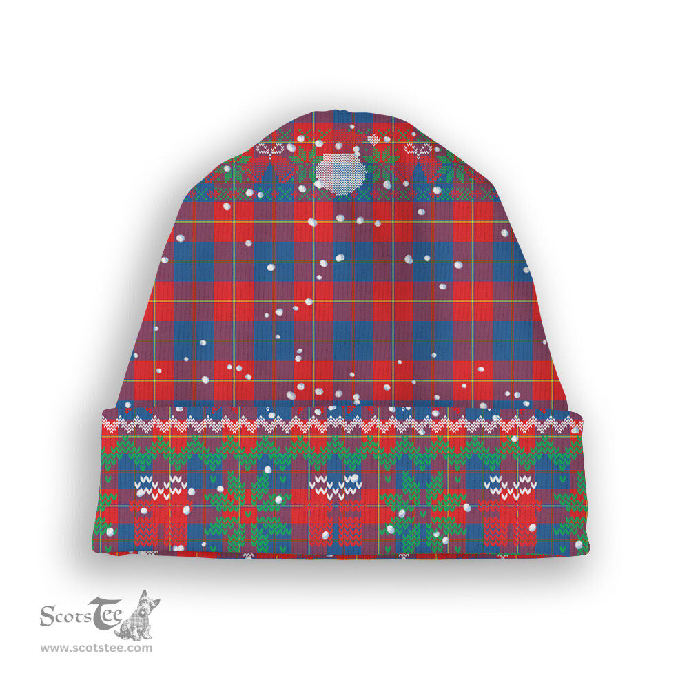 ScotsTee Shop Scottish Blane Tartan Plaid Christmas Deer Snowman Snowflake Bell Knit Beanie