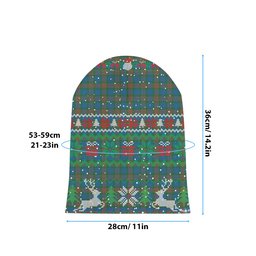 ScotsTee Shop Scottish Buchanan Hunting Ancient Tartan Plaid Christmas Deer Snowman Snowflake Bell Knit Beanie