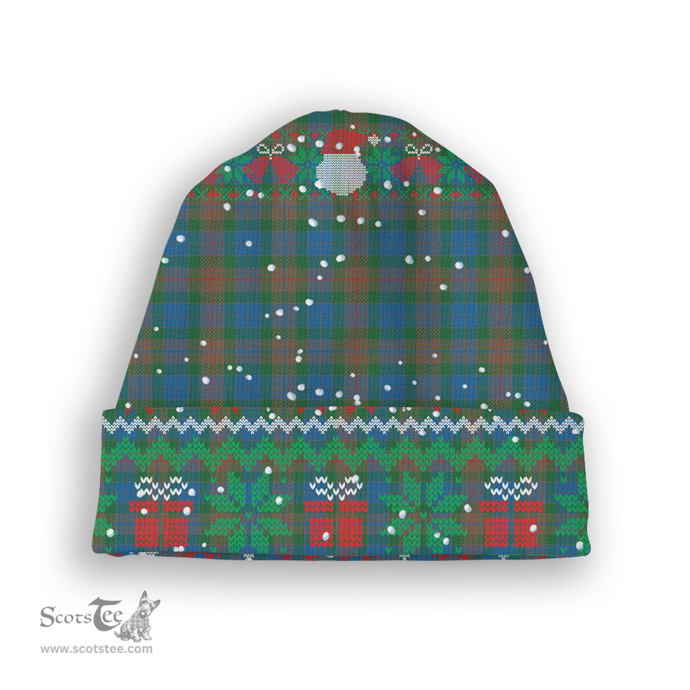 ScotsTee Shop Scottish Buchanan Hunting Ancient Tartan Plaid Christmas Deer Snowman Snowflake Bell Knit Beanie