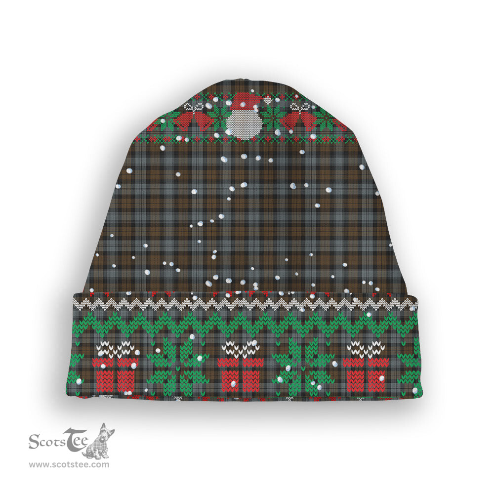 ScotsTee Shop Scottish BlackWatch Weathered Tartan Plaid Christmas Deer Snowman Snowflake Bell Knit Beanie