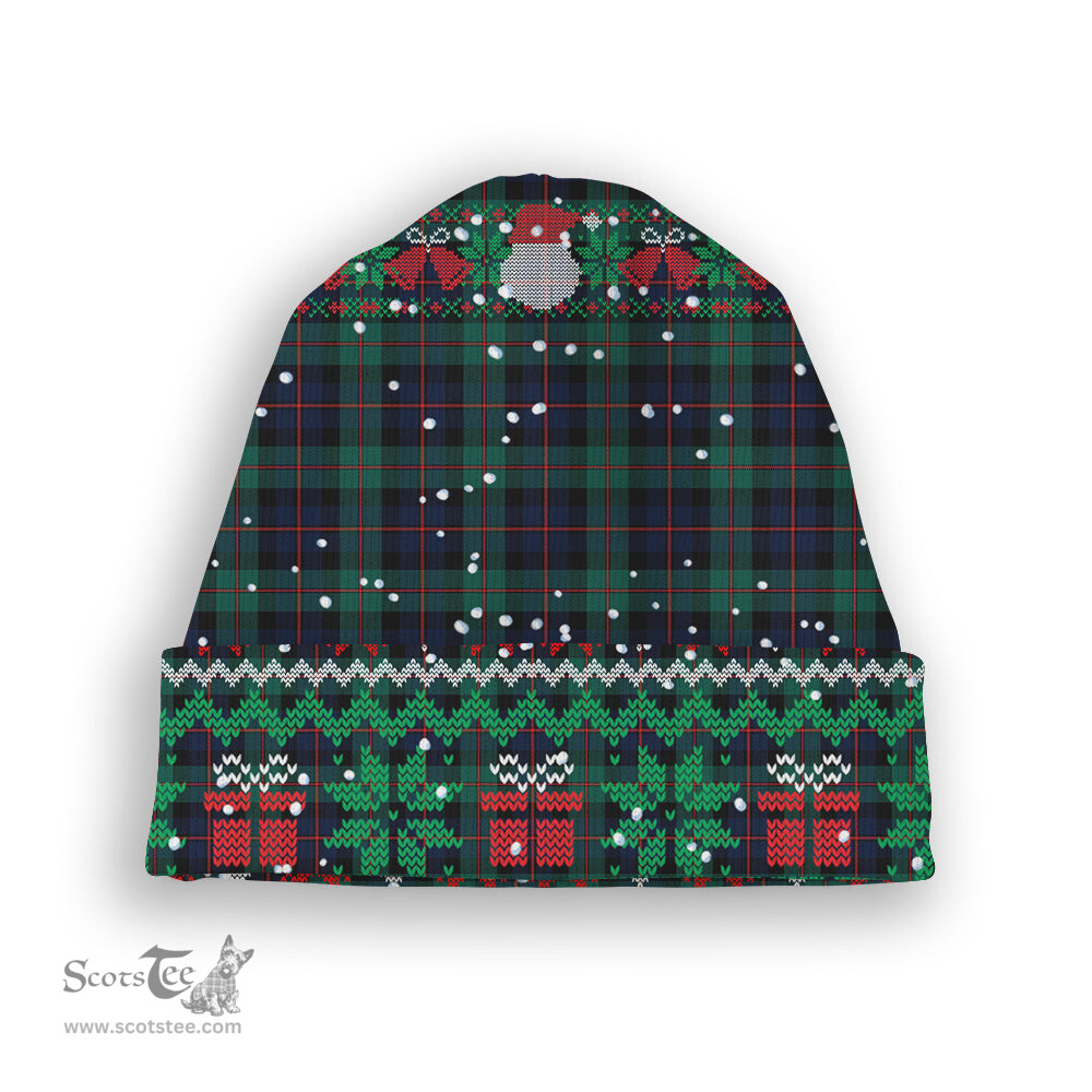 ScotsTee Shop Scottish Black Watch Coarse Kilt Modern Tartan Plaid Christmas Deer Snowman Snowflake Bell Knit Beanie