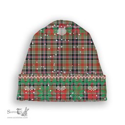 ScotsTee Shop Scottish Bruce of Kinnaird Ancient Tartan Plaid Christmas Deer Snowman Snowflake Bell Knit Beanie