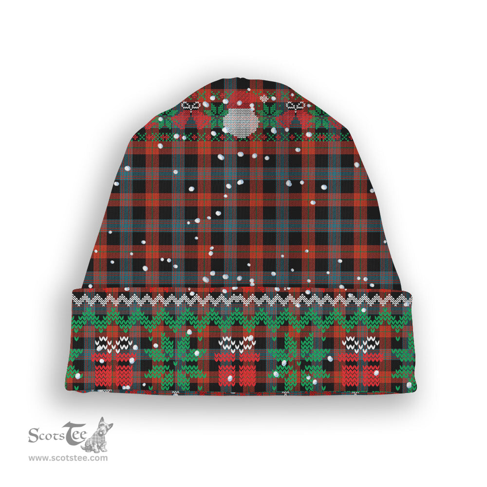 ScotsTee Shop Scottish Brown Ancient Tartan Plaid Christmas Deer Snowman Snowflake Bell Knit Beanie