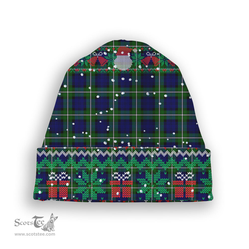 ScotsTee Shop Scottish Bannerman Tartan Plaid Christmas Deer Snowman Snowflake Bell Knit Beanie
