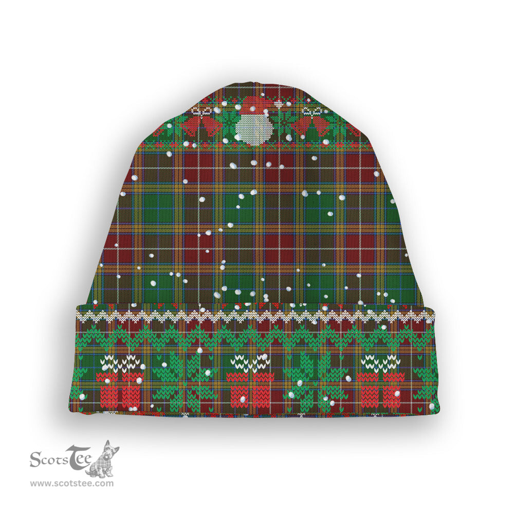 ScotsTee Shop Scottish Baxter Tartan Plaid Christmas Deer Snowman Snowflake Bell Knit Beanie