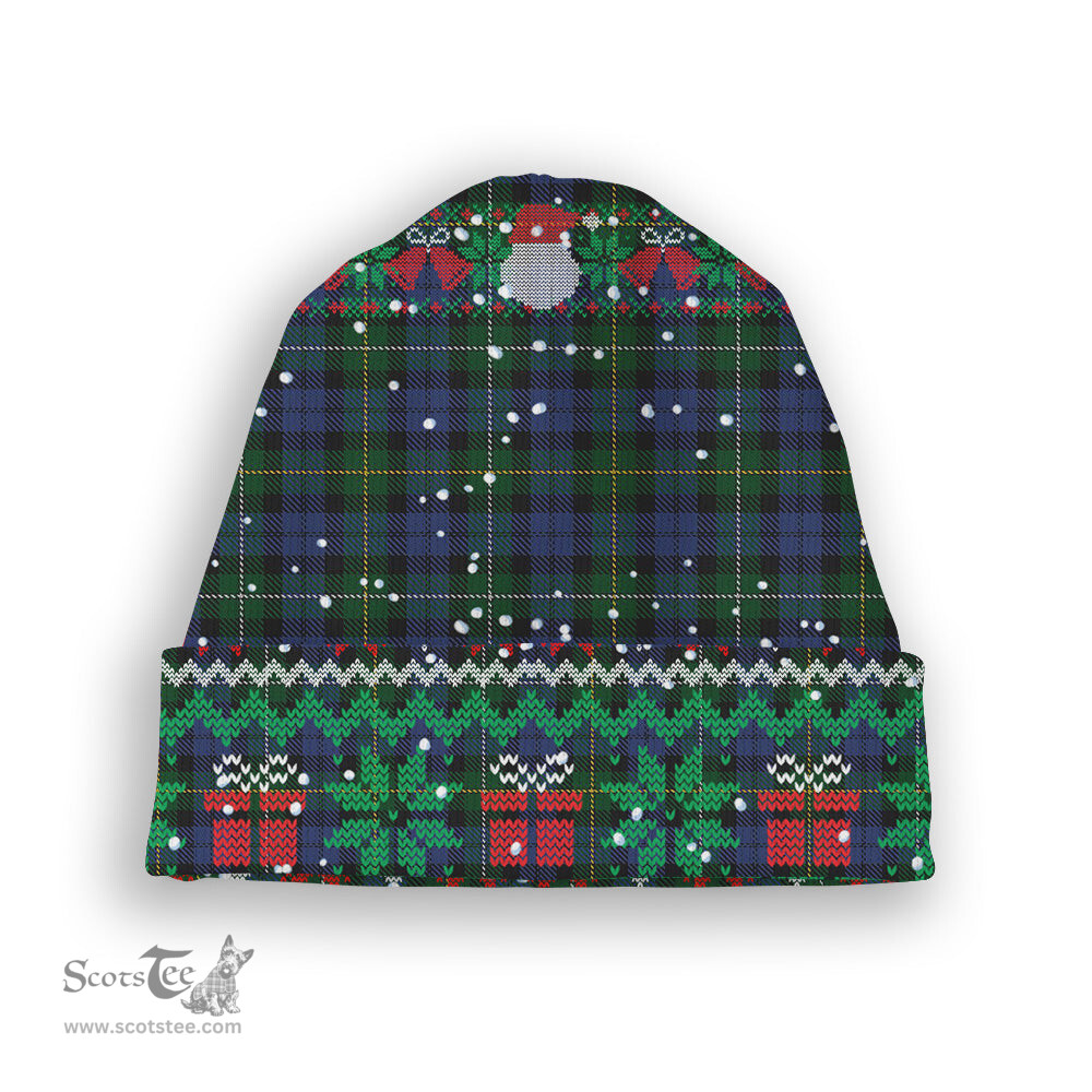 ScotsTee Shop Scottish Campbell of Loudoun Tartan Plaid Christmas Deer Snowman Snowflake Bell Knit Beanie