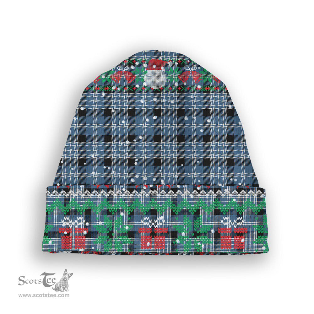 ScotsTee Shop Scottish Clark Modern Tartan Plaid Christmas Deer Snowman Snowflake Bell Knit Beanie