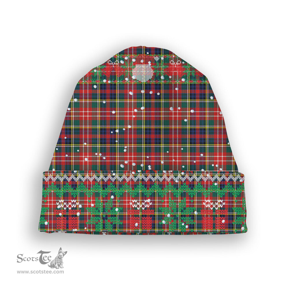 ScotsTee Shop Scottish Christie Modern Tartan Plaid Christmas Deer Snowman Snowflake Bell Knit Beanie