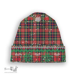 ScotsTee Shop Scottish Christie Modern Tartan Plaid Christmas Deer Snowman Snowflake Bell Knit Beanie