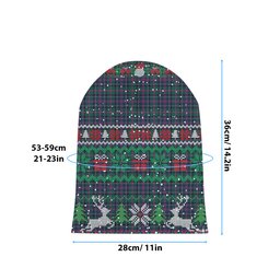ScotsTee Shop Scottish Cooper Modern Tartan Plaid Christmas Deer Snowman Snowflake Bell Knit Beanie