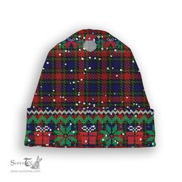 ScotsTee Shop Scottish Clark (Lion) Red Tartan Plaid Christmas Deer Snowman Snowflake Bell Knit Beanie