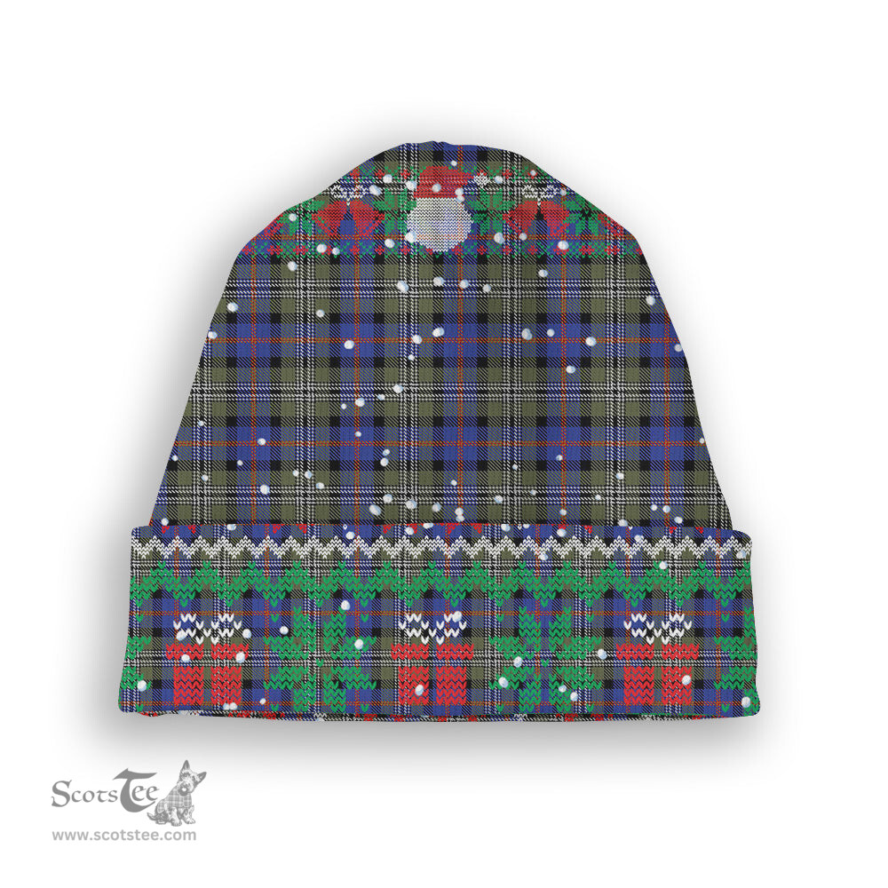 ScotsTee Shop Scottish Clan Logan Society International Tartan Plaid Christmas Deer Snowman Snowflake Bell Knit Beanie