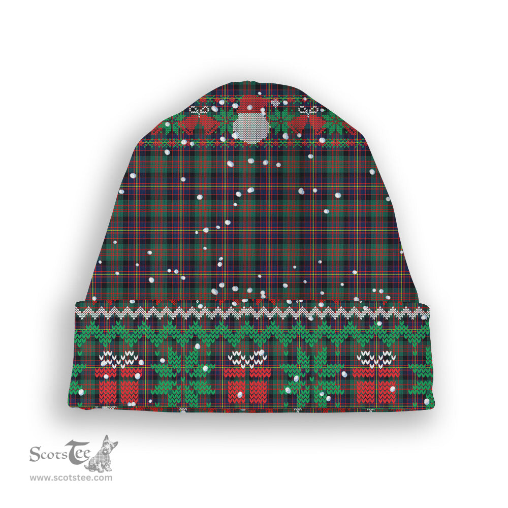 ScotsTee Shop Scottish Cameron Highlanders of Ottawa Tartan Plaid Christmas Deer Snowman Snowflake Bell Knit Beanie