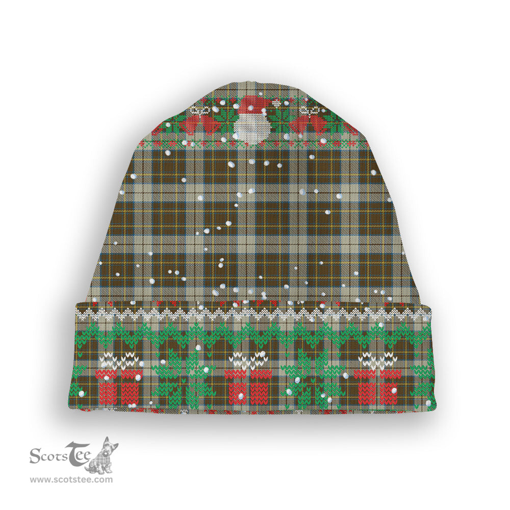ScotsTee Shop Scottish Burns Battalion Tartan Plaid Christmas Deer Snowman Snowflake Bell Knit Beanie