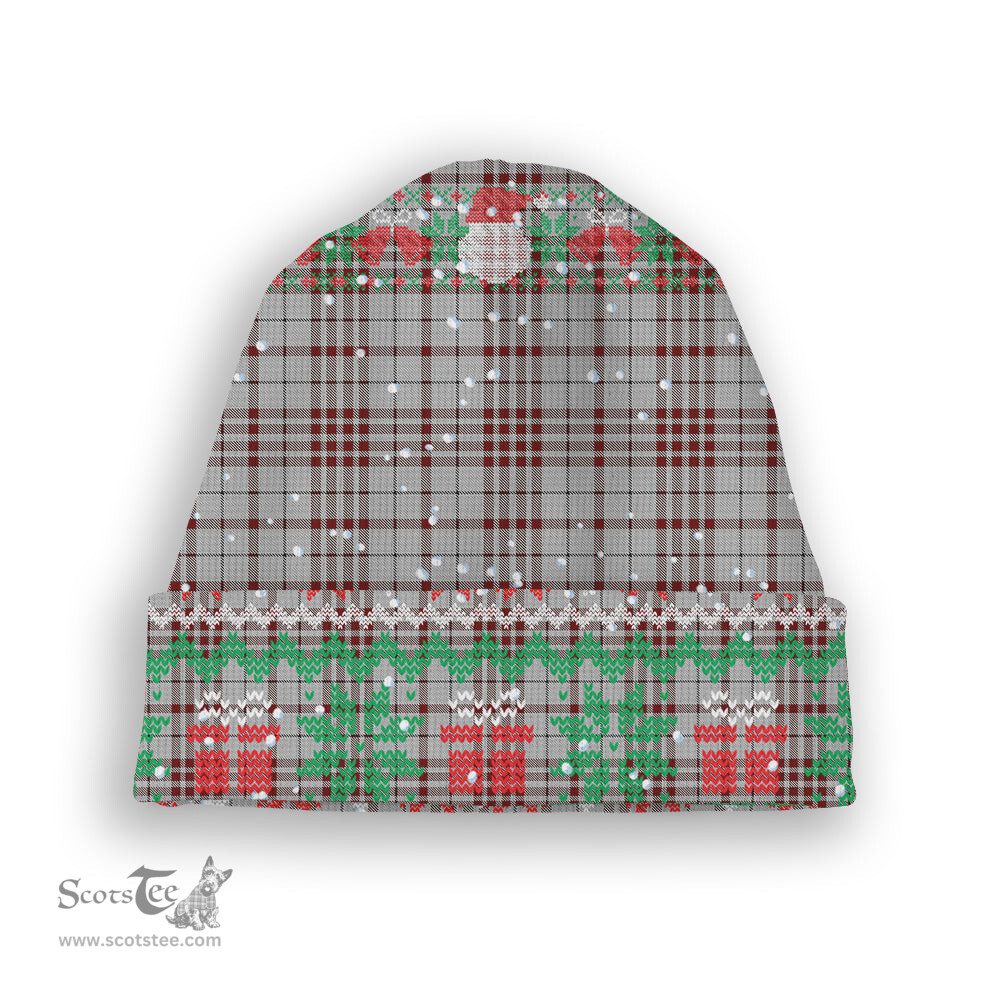 ScotsTee Shop Scottish Clayton Tartan Plaid Christmas Deer Snowman Snowflake Bell Knit Beanie