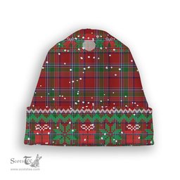 ScotsTee Shop Scottish Burrell Tartan Plaid Christmas Deer Snowman Snowflake Bell Knit Beanie