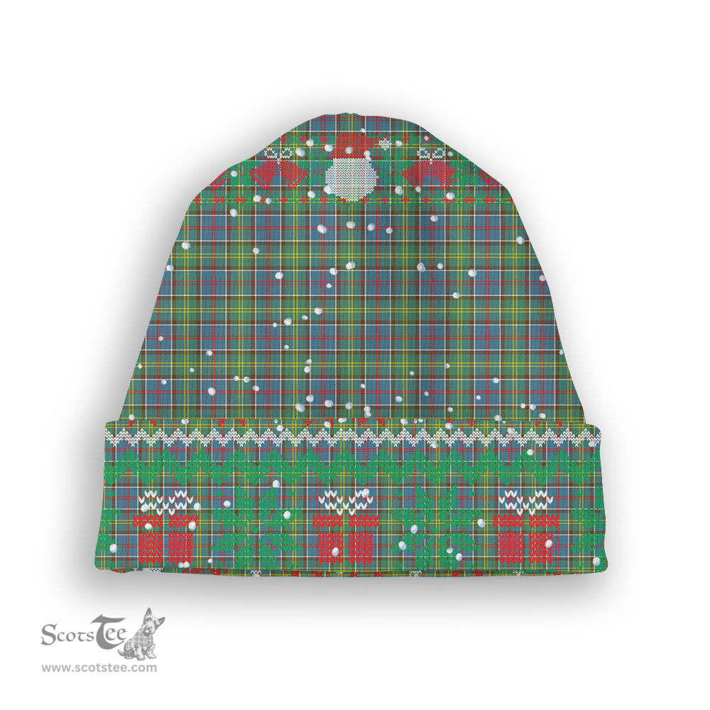 ScotsTee Shop Scottish Colville Tartan Plaid Christmas Deer Snowman Snowflake Bell Knit Beanie