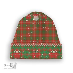 ScotsTee Shop Scottish Crawford Red Ancient Tartan Plaid Christmas Deer Snowman Snowflake Bell Knit Beanie