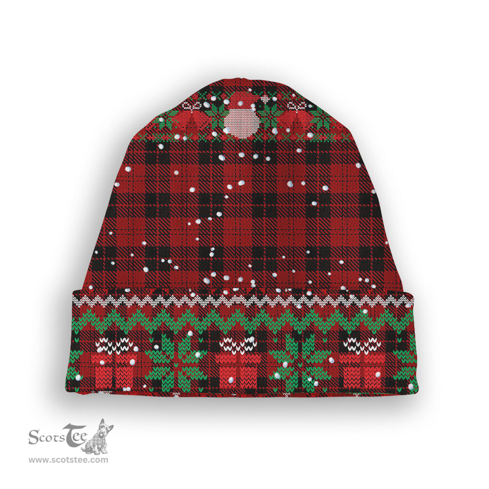 ScotsTee Shop Scottish Campbell of Armaddie Tartan Plaid Christmas Deer Snowman Snowflake Bell Knit Beanie