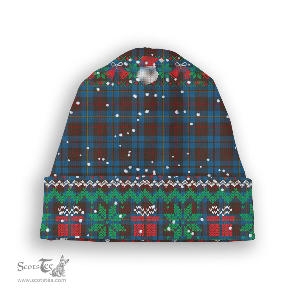ScotsTee Shop Scottish Cameron Hunting Tartan Plaid Christmas Deer Snowman Snowflake Bell Knit Beanie