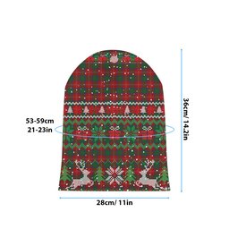 ScotsTee Shop Scottish Chisholm 1842 Tartan Plaid Christmas Deer Snowman Snowflake Bell Knit Beanie