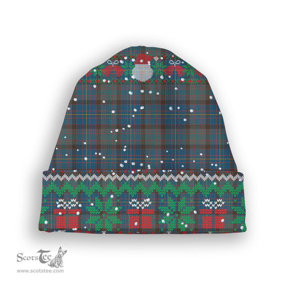 ScotsTee Shop Scottish Cochrane Hunting Modern Tartan Plaid Christmas Deer Snowman Snowflake Bell Knit Beanie