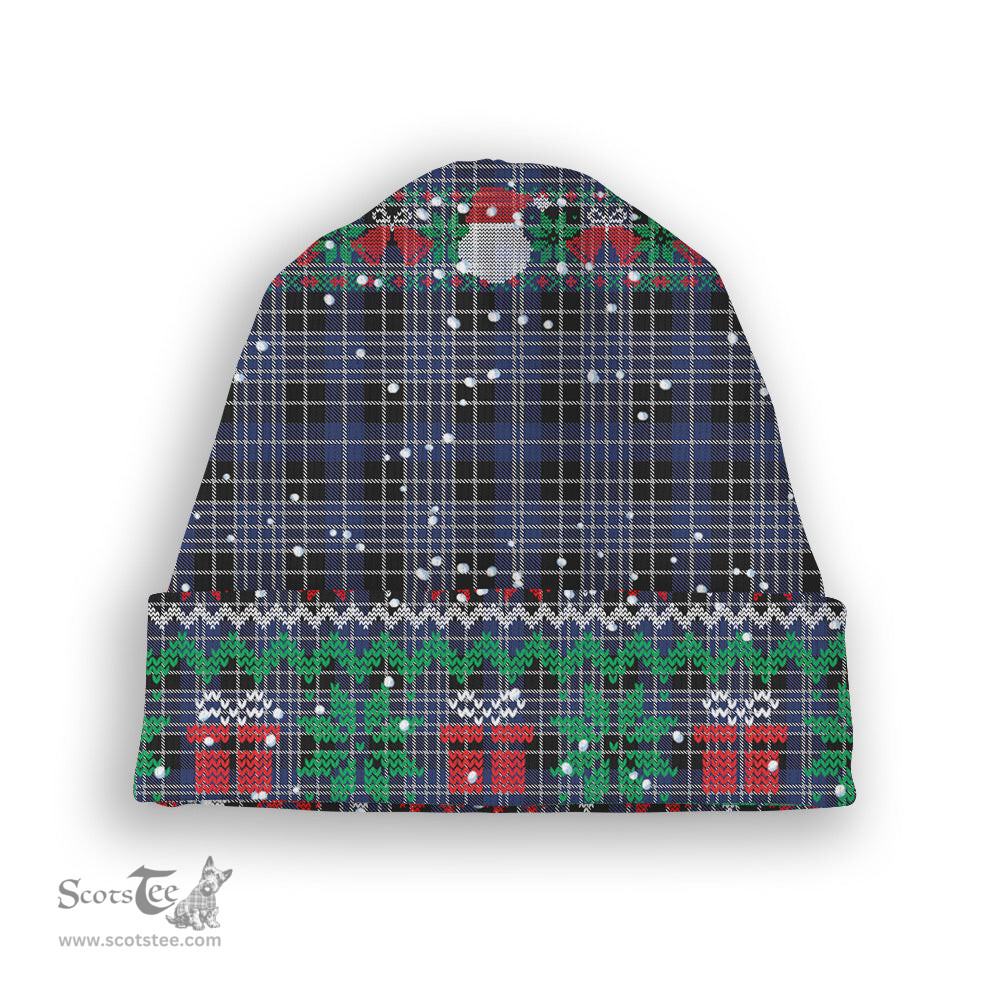 ScotsTee Shop Scottish Clarke Tartan Plaid Christmas Deer Snowman Snowflake Bell Knit Beanie